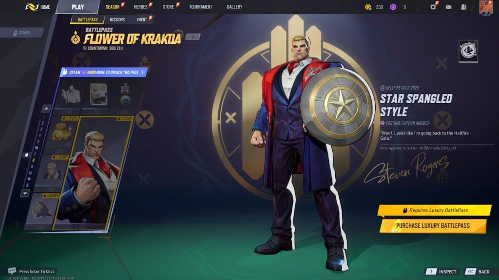 Marvel Rivals Battle Pass season 2 Captain America skin page