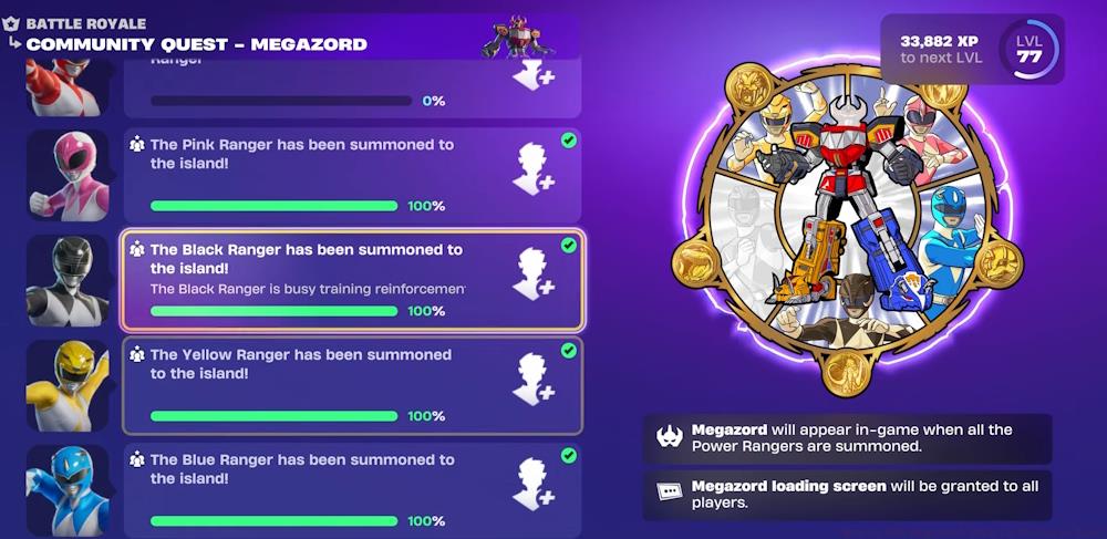 Megazord quests Fortnite