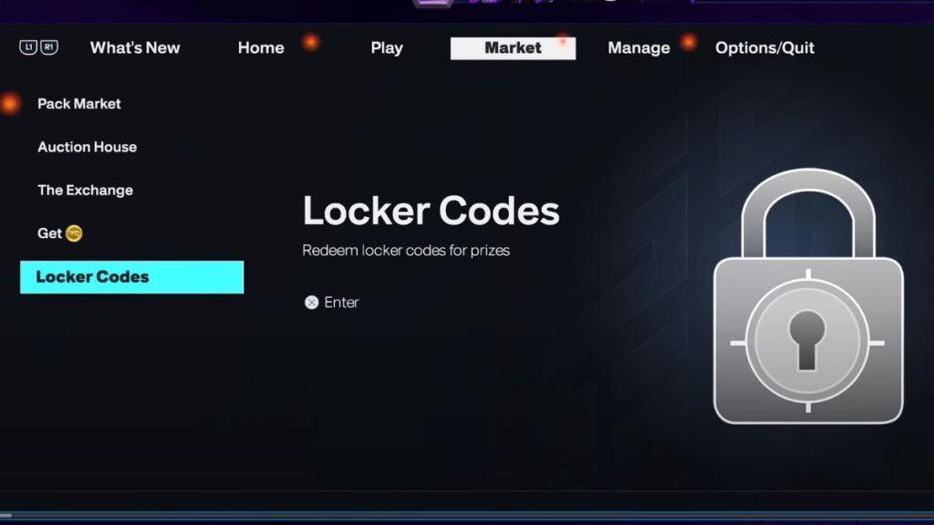 Locker Codes option in NBA 2K25
