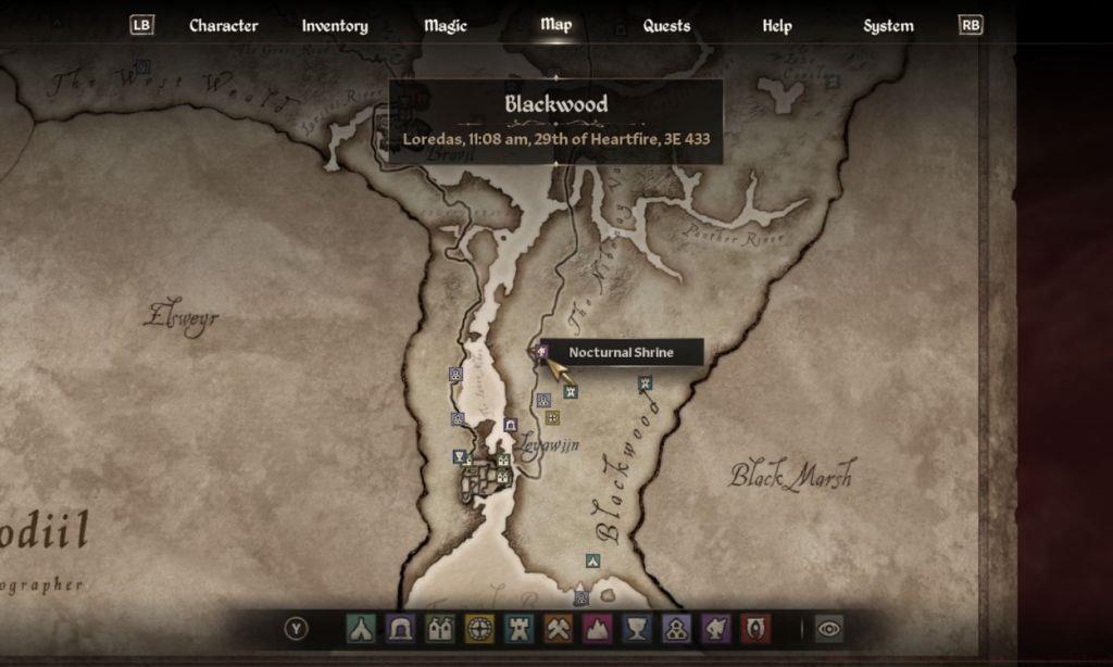 Nocturnal Shrine location Oblivion Remastered