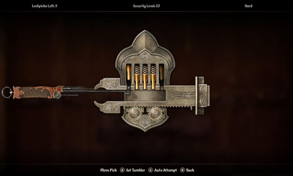 Adjusting pins in the lockpicking mini-game in Oblivion Remastered