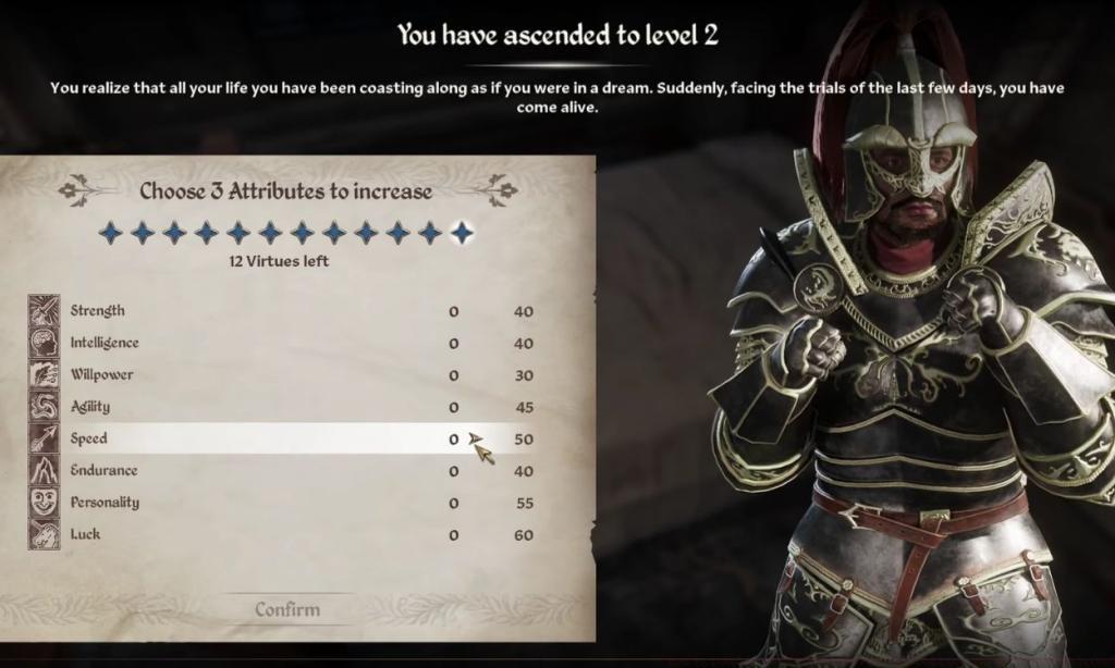Level Up screen in Oblivion Remastered
