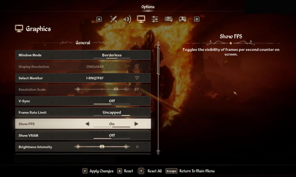 Oblivion Remastered PC Settings menu