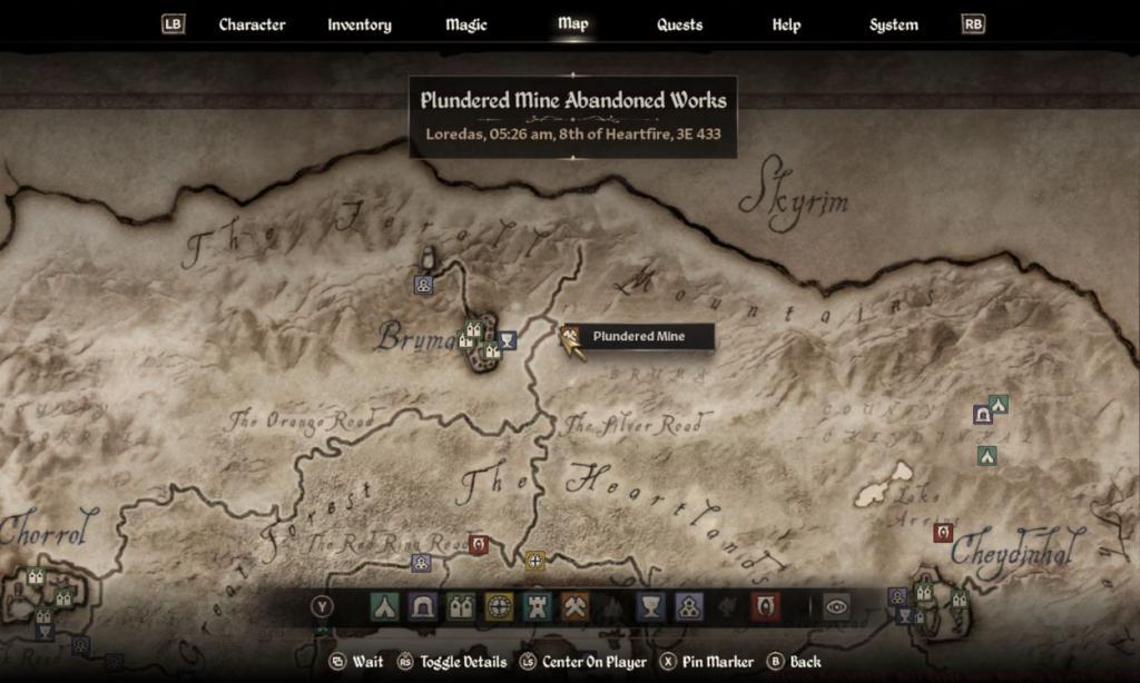 Plundered Mine map location in Oblivion Remastered