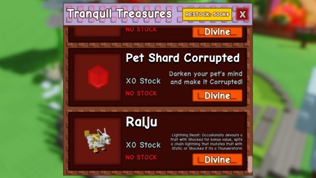 Raiju Pet Stock in Grow a Garden