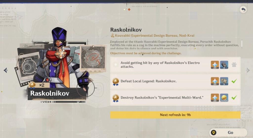 Raskolnikov Local Legend Genshin Impact