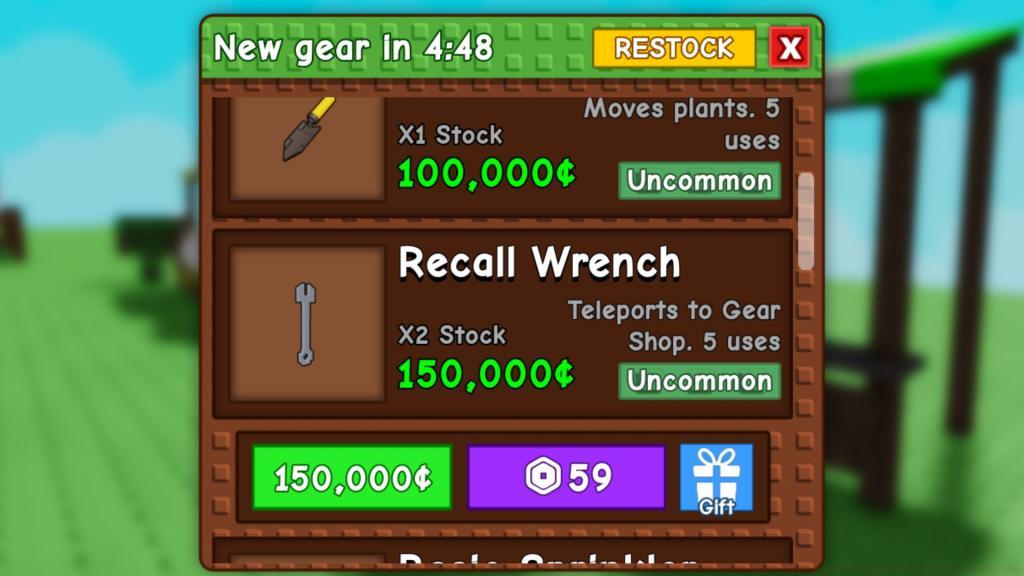 Recall Wrench Grow a Garden