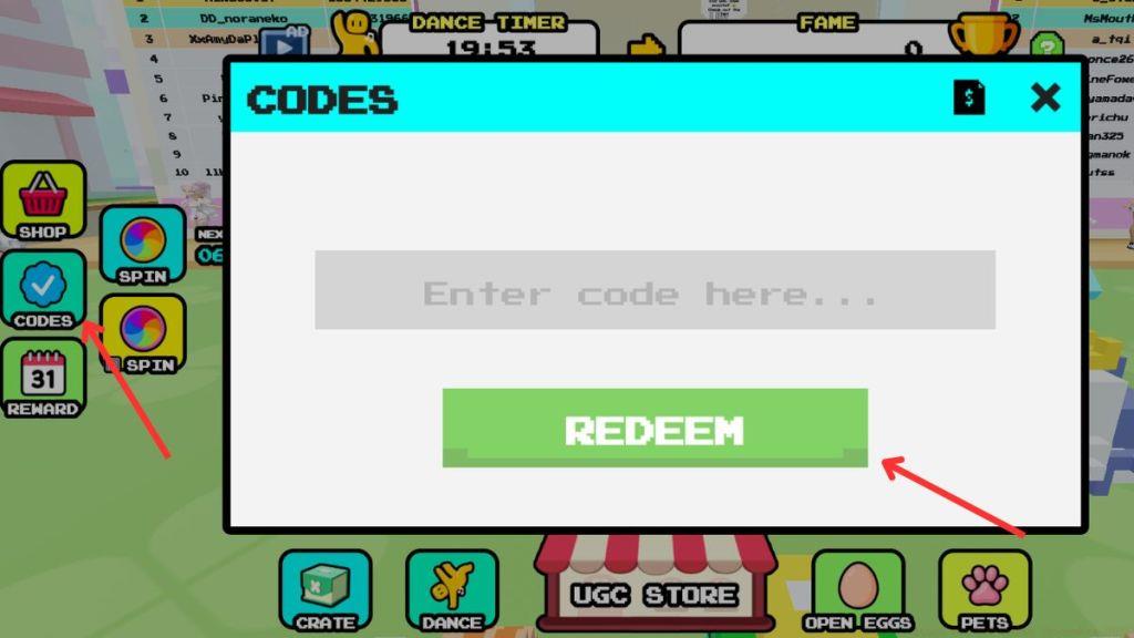 Redeem Dance for UGC Codes