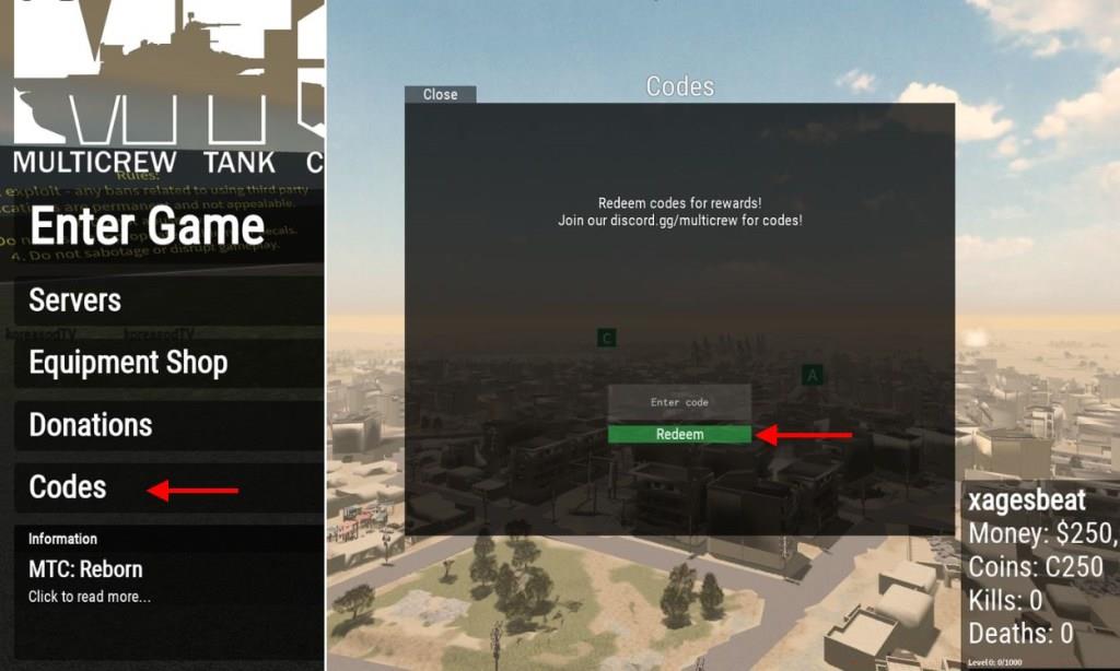 Redeem Multicrew Tank Combat Codes