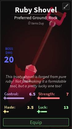 Ruby Shovel stats in Dig