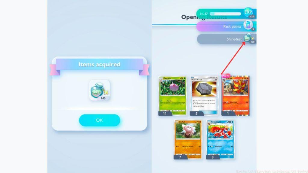 Shinedust by collecting duplicate cards