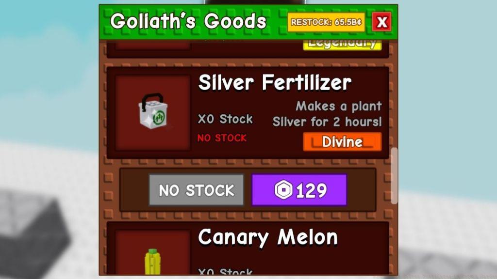 Silver Fertilizer in Grow a Garden