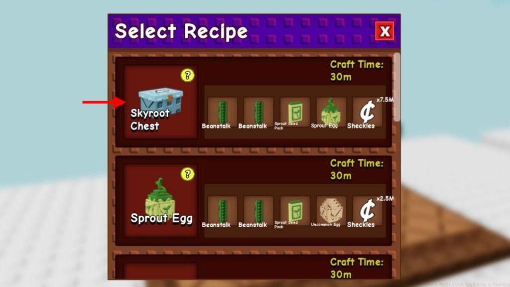 Skyroot Chest Crafting Station Grow a Garden