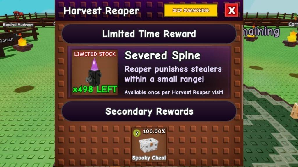 Spooky Chest Harvest Reaper Rewards