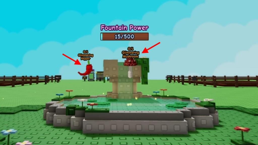 Submitting plants at the Wishing Well in Grow a Garden