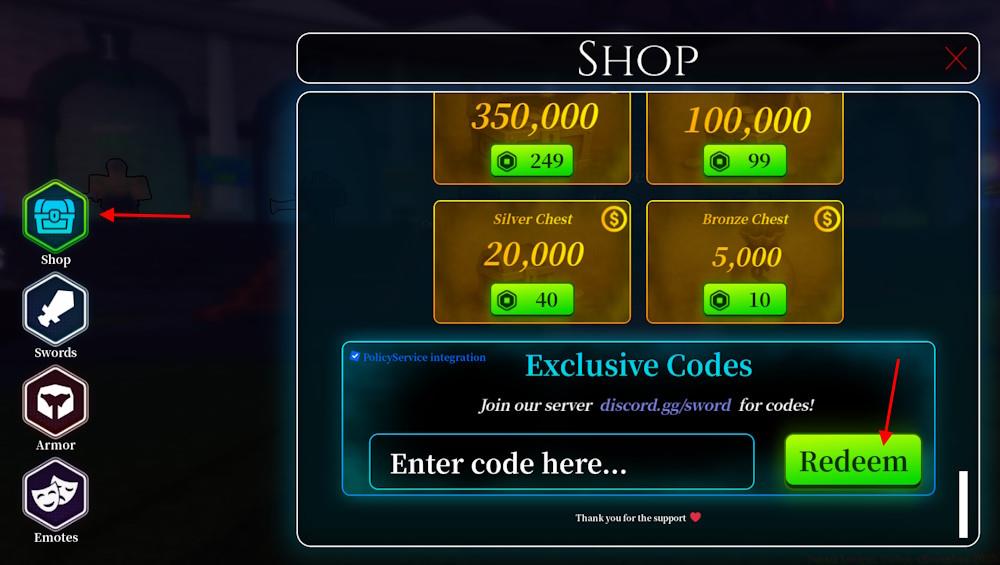 Sword League Codes Redeem