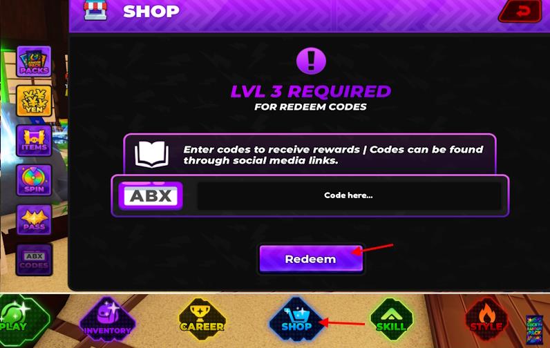 Tenisu Titans codes redeem option