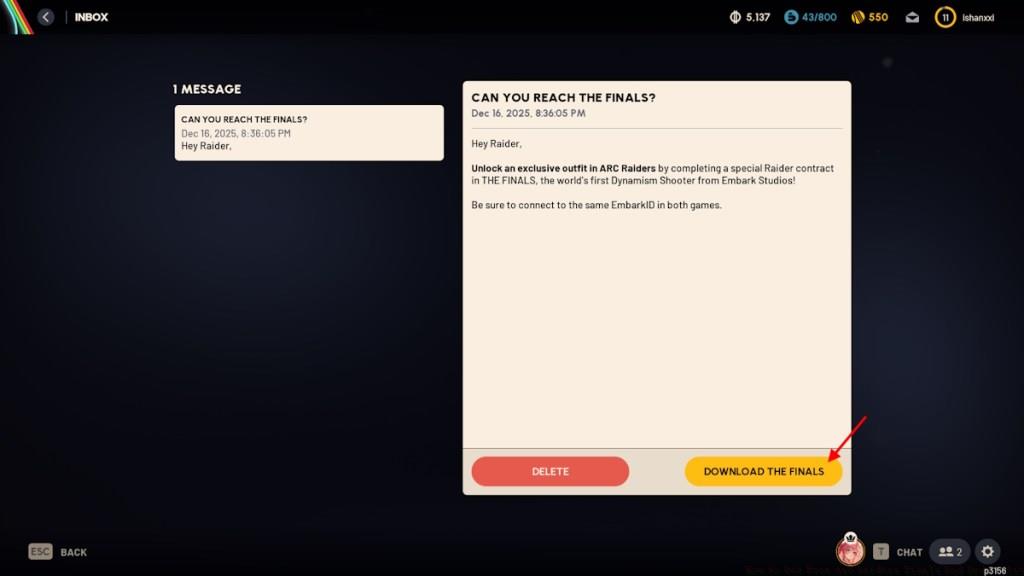 The Finals Arc Raiders free skin