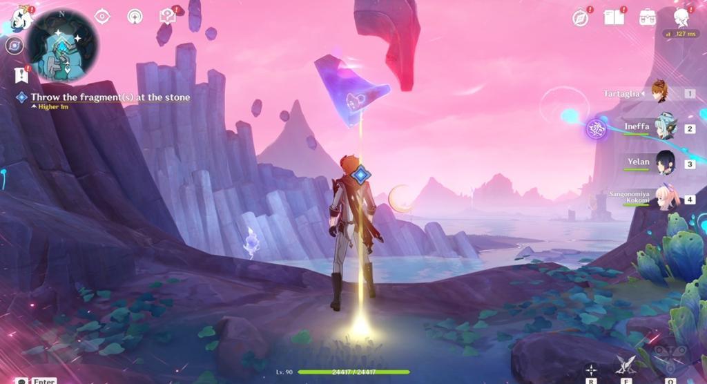 Throw the fragments at the stone for the first time Genshin Impact