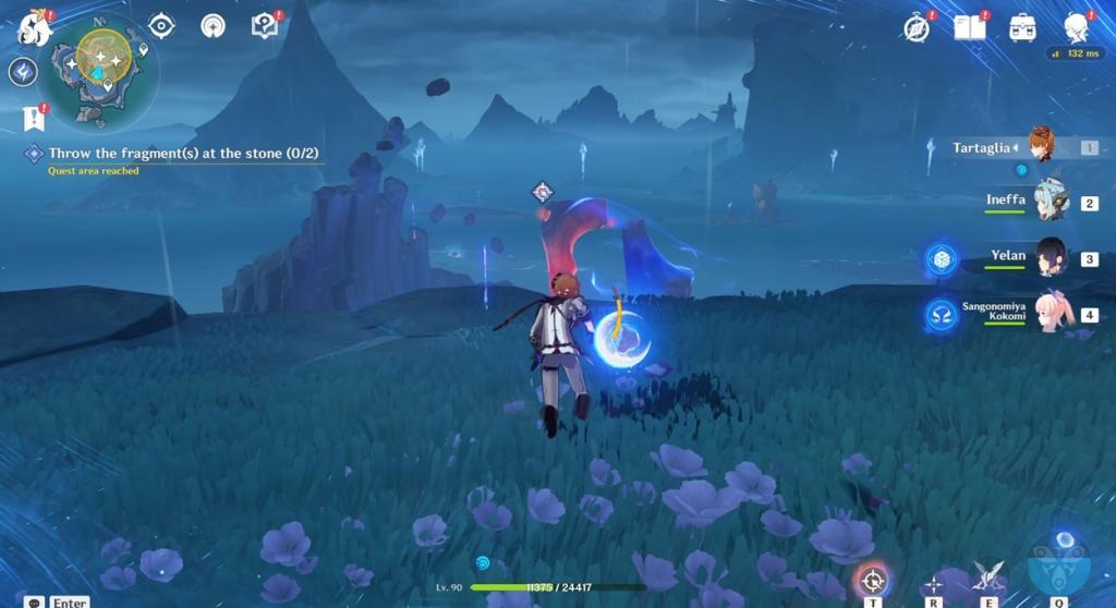 Throw the fragments at the stone for the third time Genshin Impact