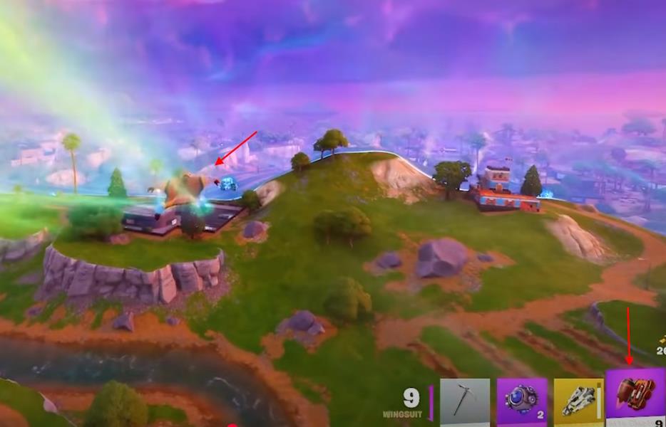 Wingsuit use in Fortnite