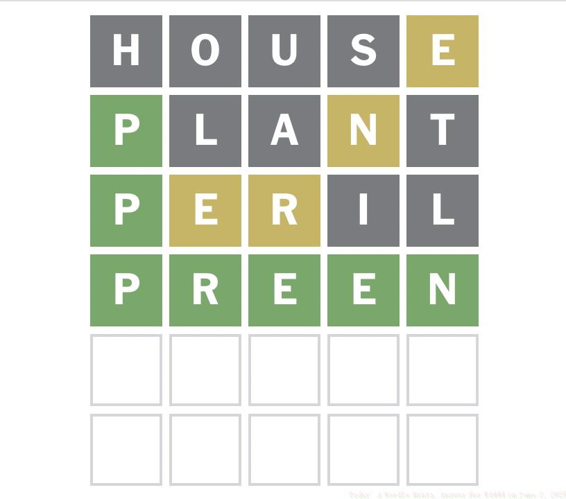 answer for Wordle today on June 2, 2025