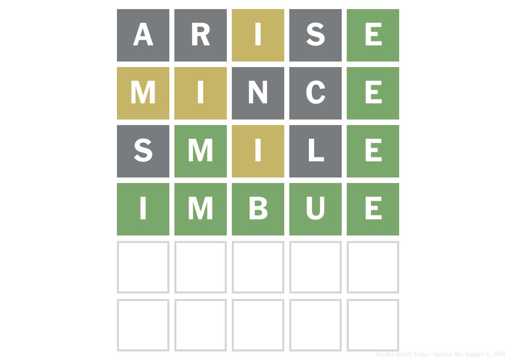Today's Wordle Answer August 8