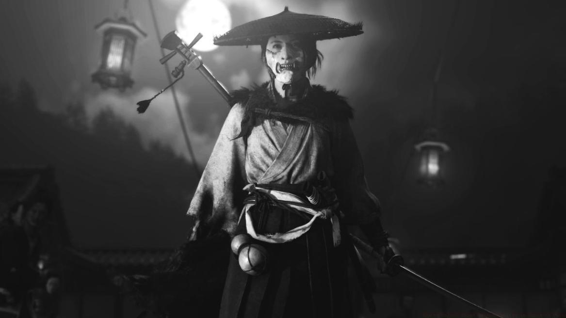 Atsu in Black and White in Ghost of Yotei