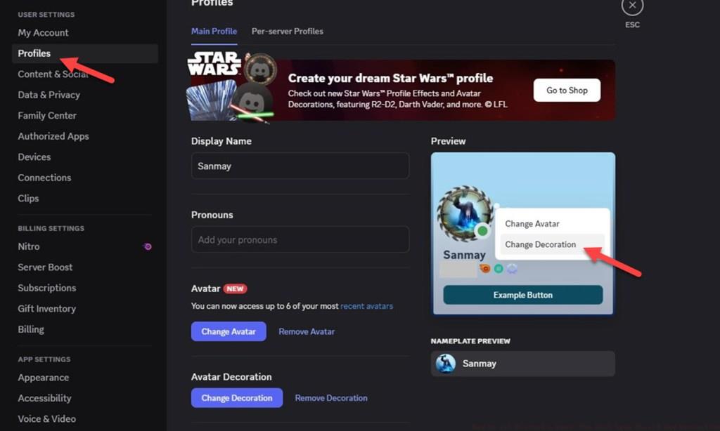 change Discord Profile Decoration