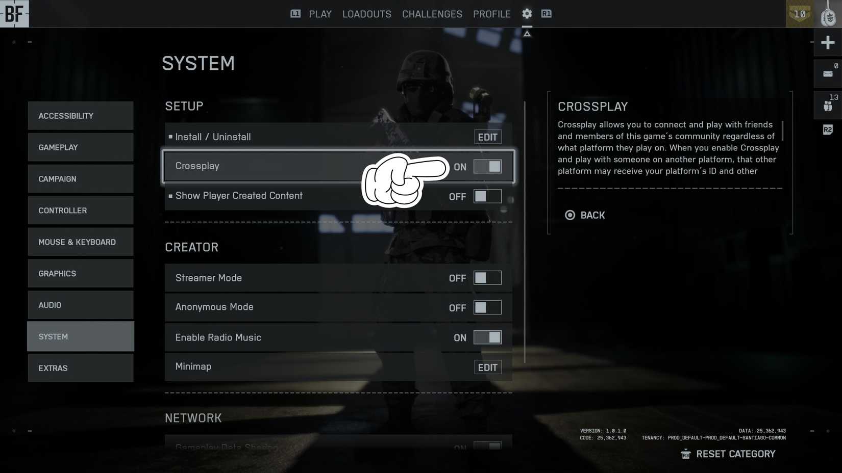 Enable or Disable Crossplay Battlefield 6