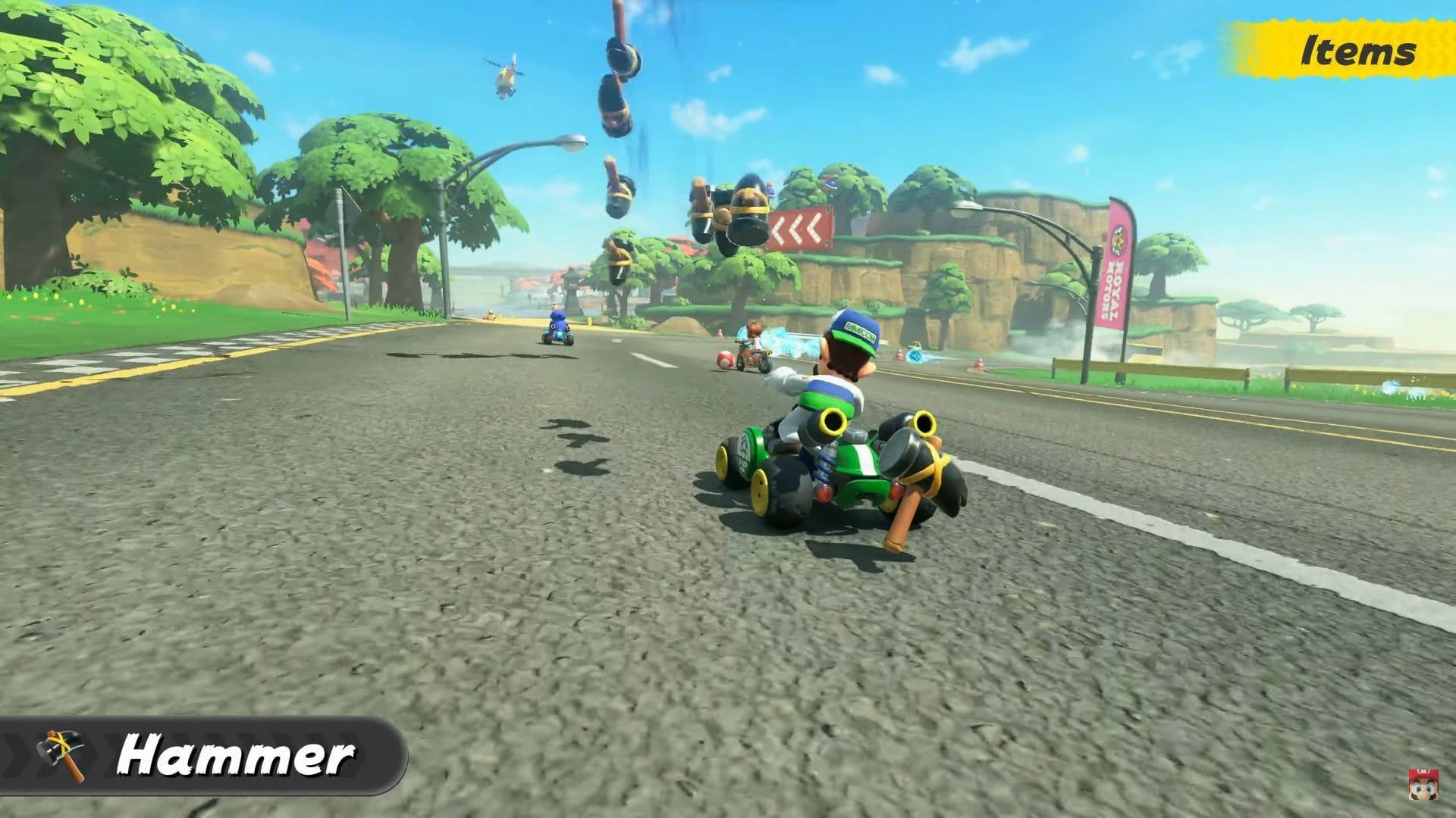 Hammer throw in Mario Kart World (Image via Nintendo)