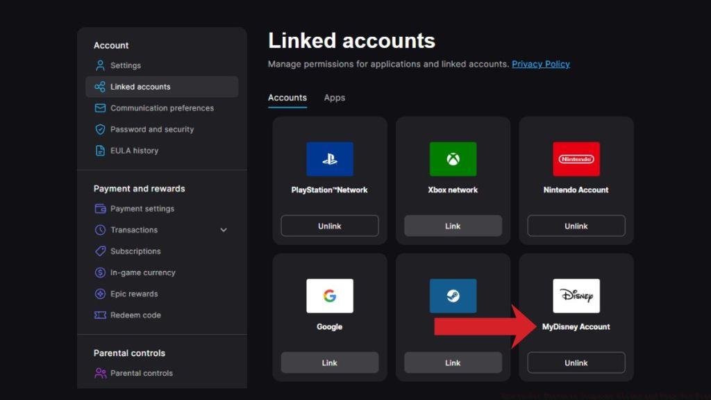 Fortnite My Disney Linking