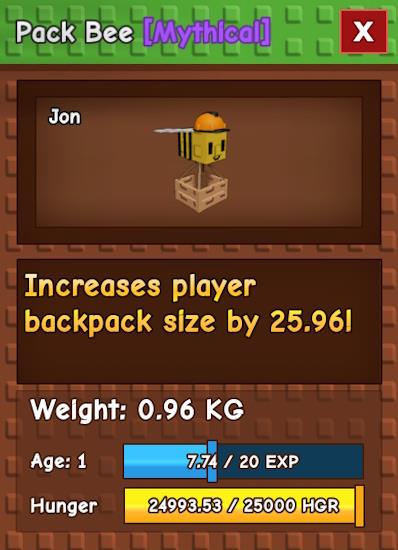 Grow a Garden Pack Bee: How to Increase Backpack Space