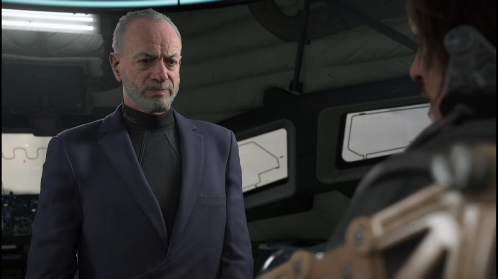 The President talking with Sam in Death Stranding 2