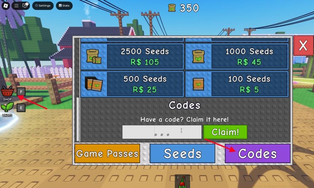 redeem Garden Tower Defense codes on Roblox