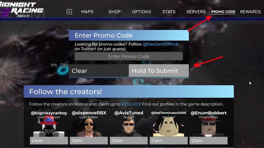 redeem Midnight Racing codes