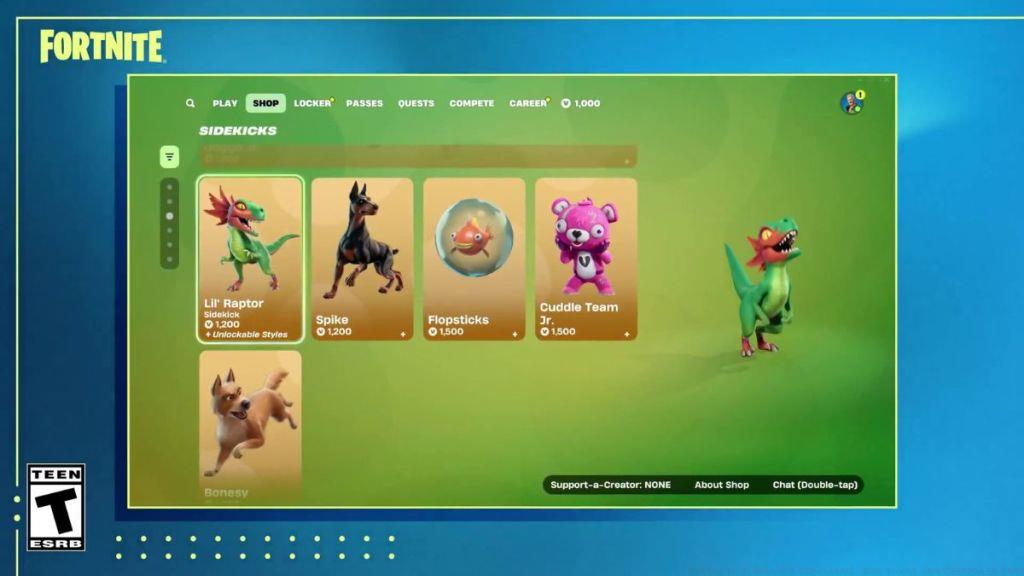 Fortnite Sidekick Shop