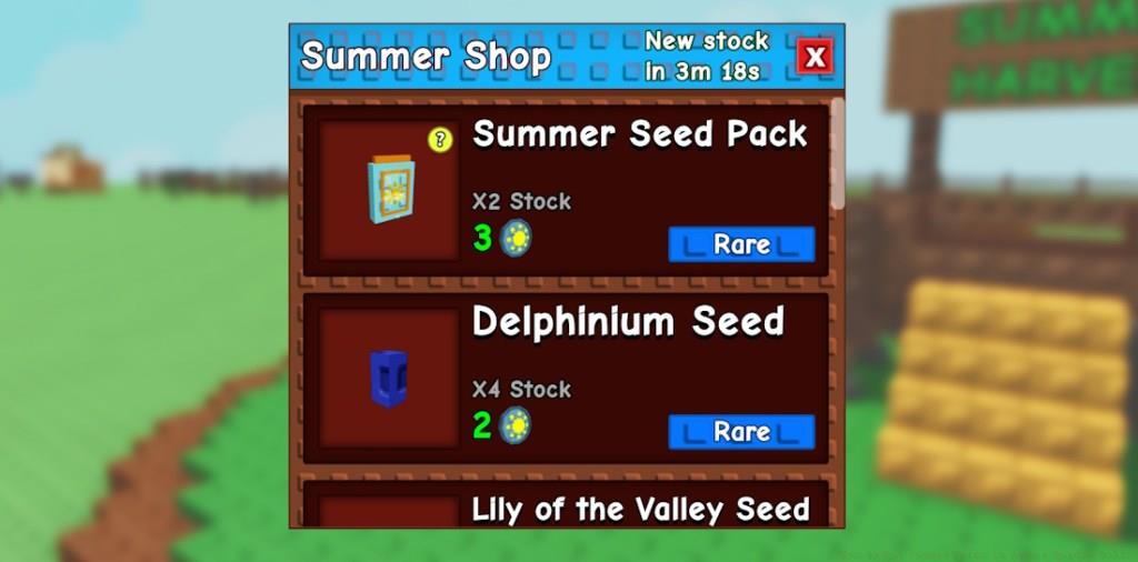 summer shop items for harvest shop