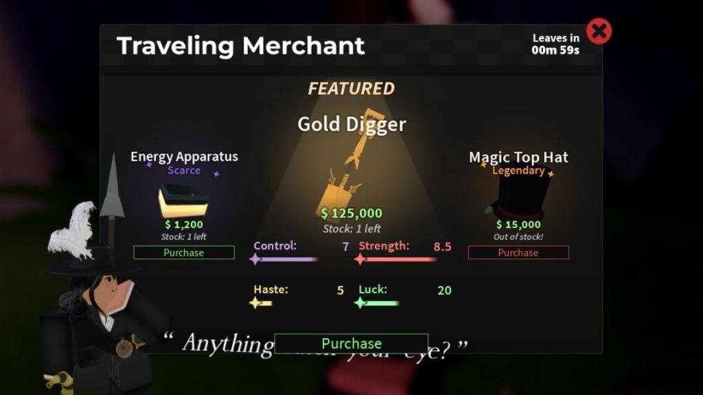 traveling merchant dig item stock dig